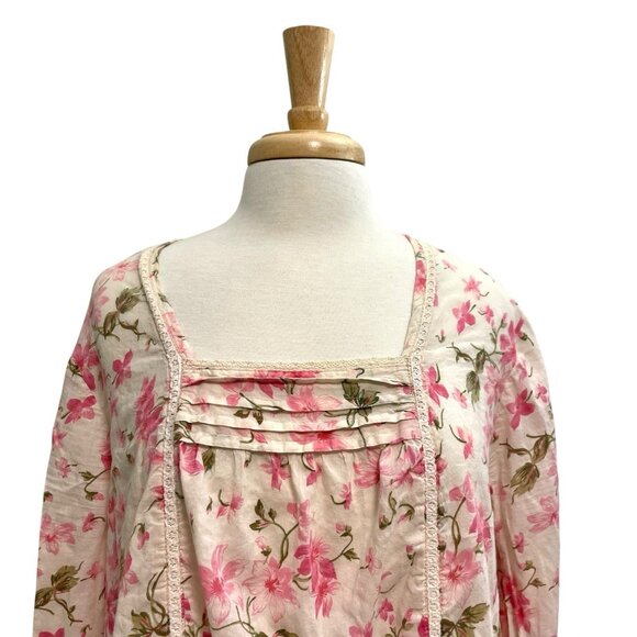 APRIL CORNELL Vintage Cottagecore Romantic Nightgown Sleep Dress Pink size XL - Picture 2 of 7